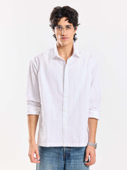 Relaxed Fit White Textured Shirt
